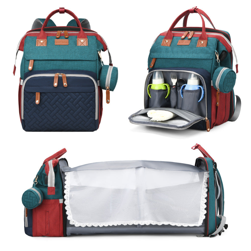 Mochila Bolsa de Pañales con Cambiador y Estuche para Chupón