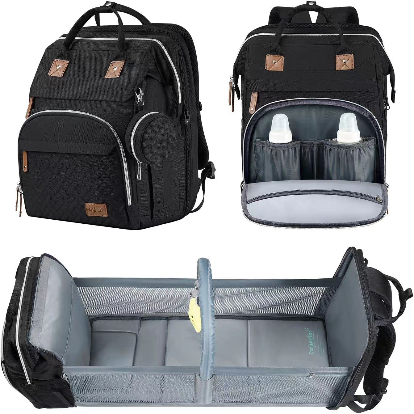 Mochila Bolsa de Pañales con Cambiador y Estuche para Chupón
