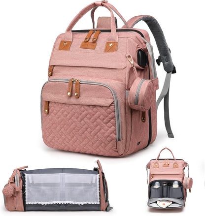 Mochila Bolsa de Pañales con Cambiador y Estuche para Chupón
