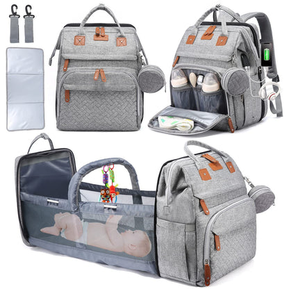Mochila Bolsa de Pañales con Cambiador y Estuche para Chupón