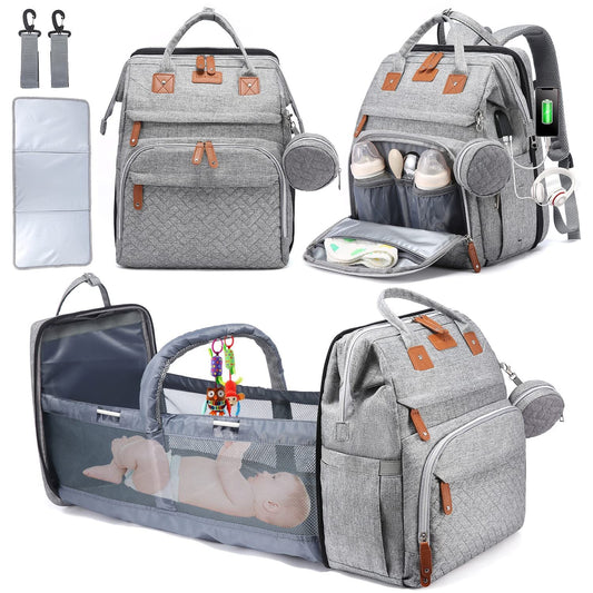 Mochila Bolsa de Pañales con Cambiador y Estuche para Chupón
